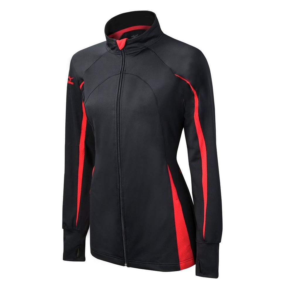 Mizuno Elite 9 Focus Full-Zip Női Jacke Fekete/Piros RKX507364